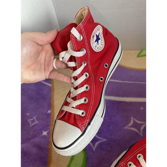 Floral Aquatic Converse Red Sneakers Unisex Mens 5 Womens 7 Hand Painted - Picture 5 of 9